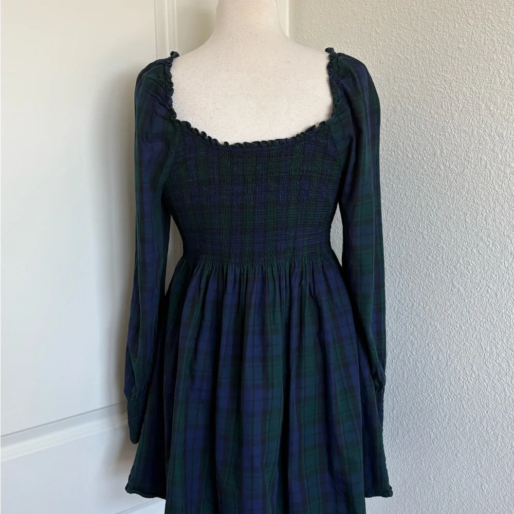 Hill House Home The Norah Nap Tartan Long Cuffed Sleeve Smock Dress Sz XL Preppy